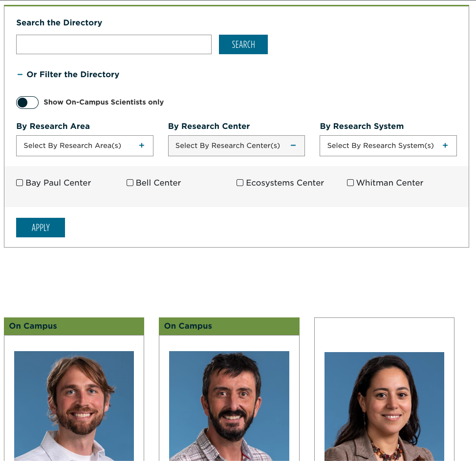 MBL faculty filter page screenshot