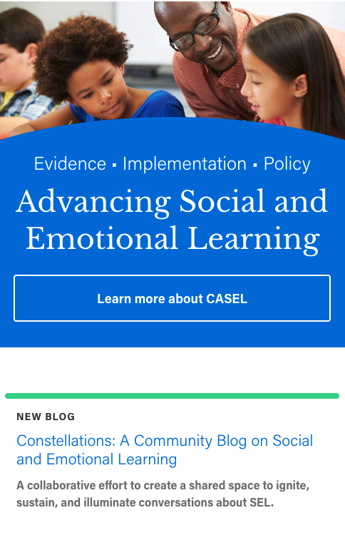 CASEL homepage on mobile device screenshot