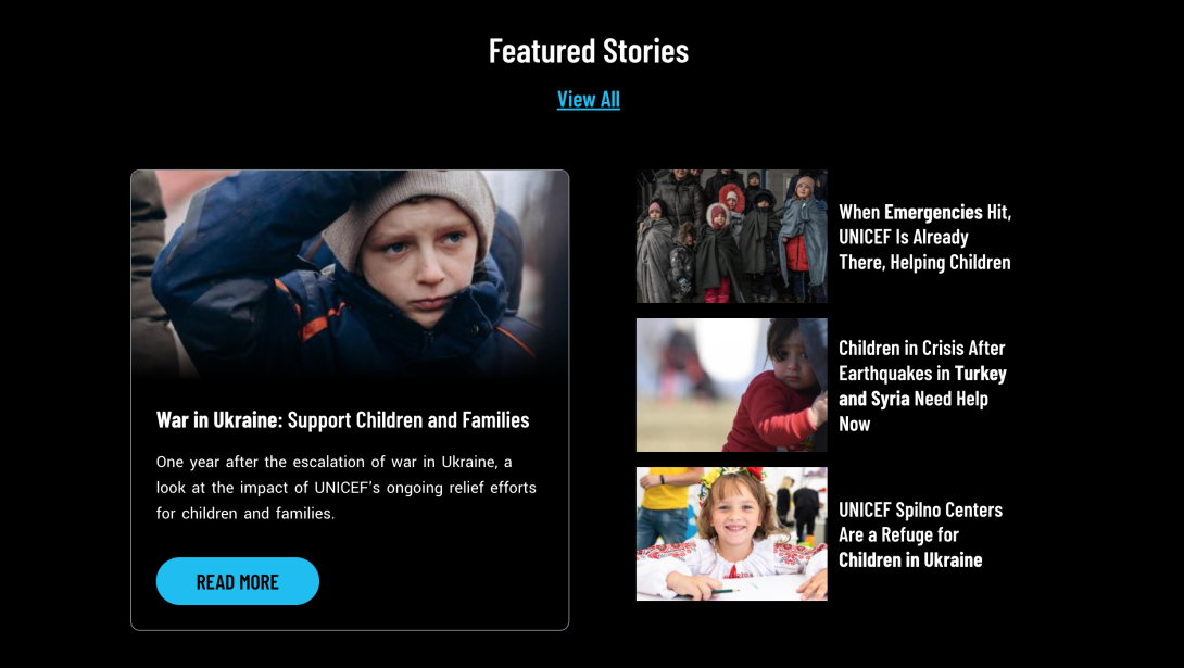 Featured stories full display screenshot