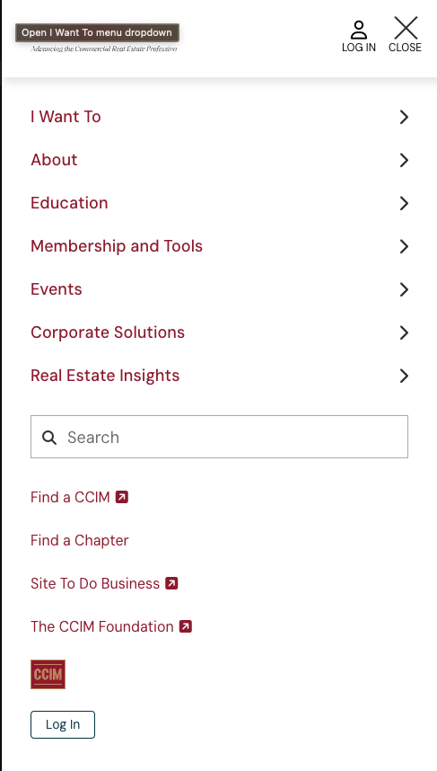 CCIM mobile navigation