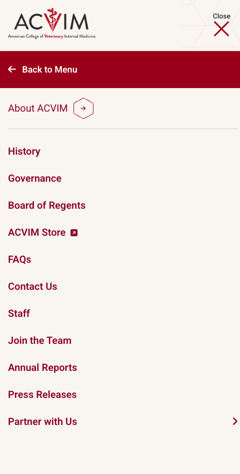 ACVIM mobile menu